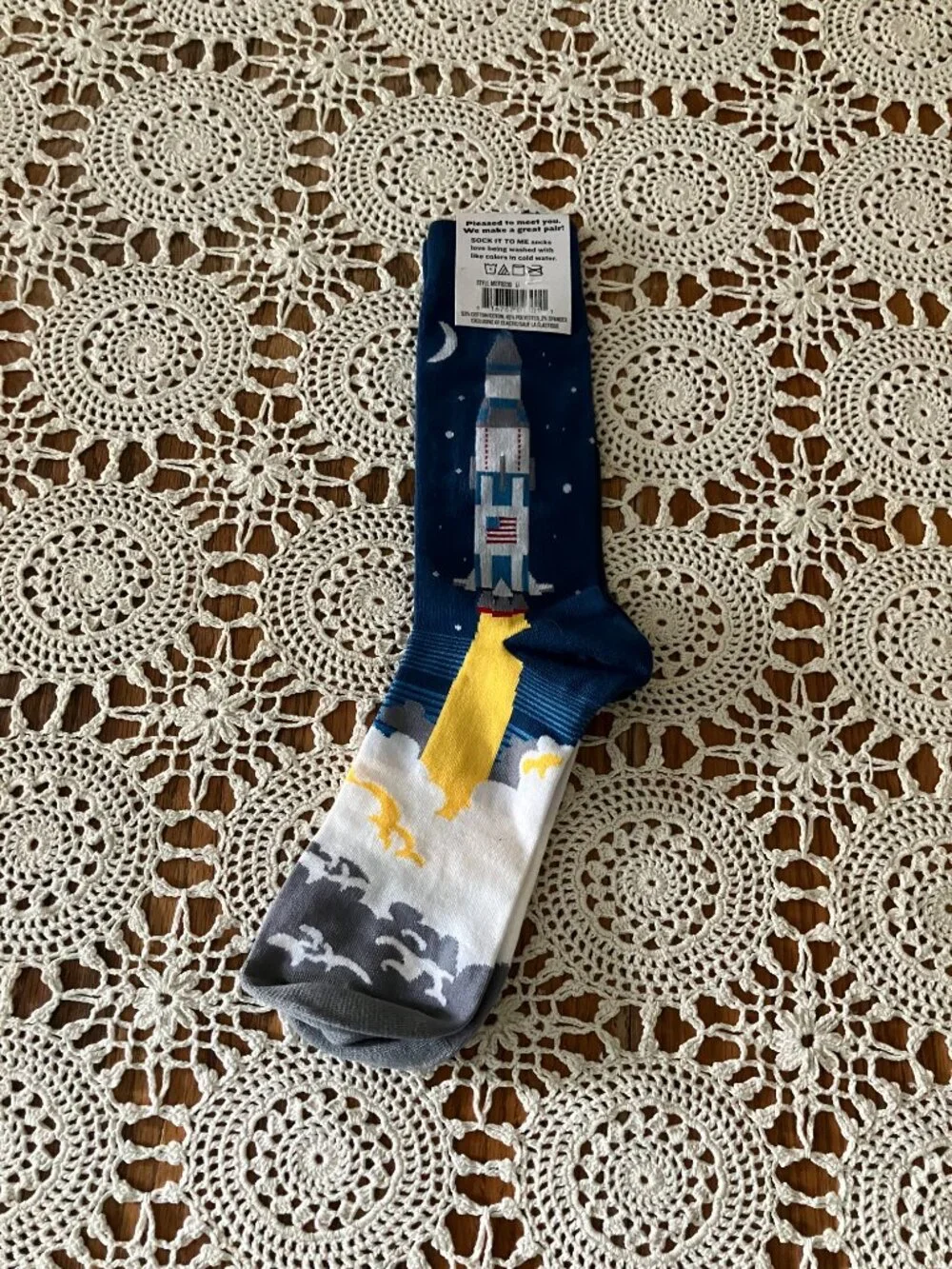 New Men’s Crews Socks – Sock it to Me Space Rocket Lift Off Socks